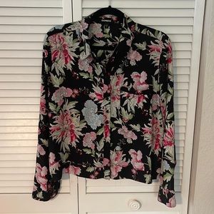 Express Floral Cropped Portofino Shirt